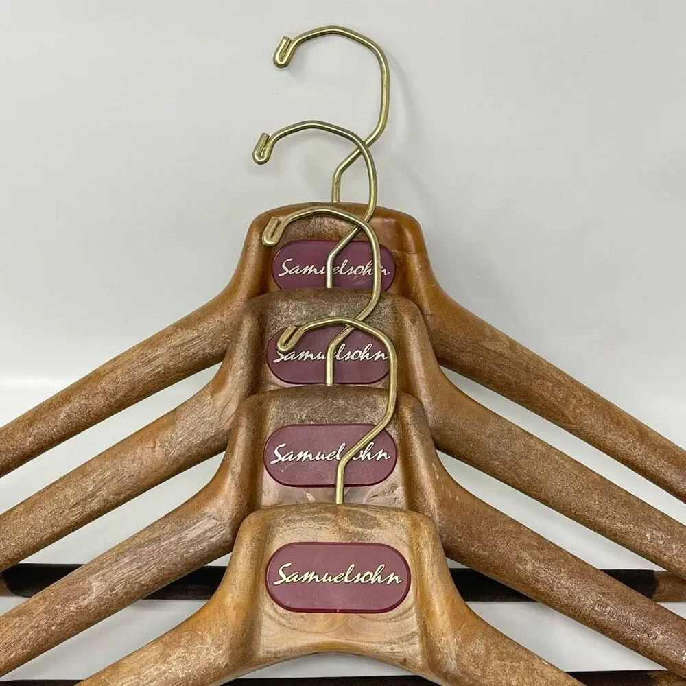 Samuelsohn Suit Coat Hanger Heavy Duty Composite Wood Lot of 4 Hangers Clothing